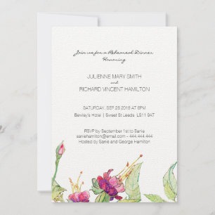 Boho Floral Wedding Probe Dinner Einladungen