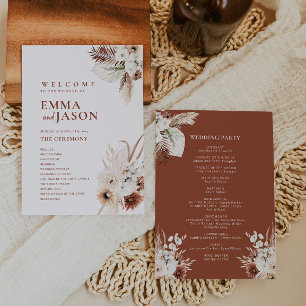 Boho Floral Wedding Program Einladung