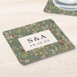 Boho Floral Wedding Rechteckiger Pappuntersetzer<br><div class="desc">Fügen Sie Ihrem Hochzeitsempfang eine personalisierte und elegante Touch mit unserem mit Monogramm quadratischen Untersetzer Sage Green Wildblume hinzu. Dieser Untersetzer mit einem wunderschön handbemalten Wildblume-Design auf einer beruhigenden Weise grün und mit Ihrem Monogramm abgestimmt, um Ihr Hochzeitsmotiv perfekt zu ergänzen. Praktisch und stilvoll ist es ein gedanklicher Gefallen oder...</div>