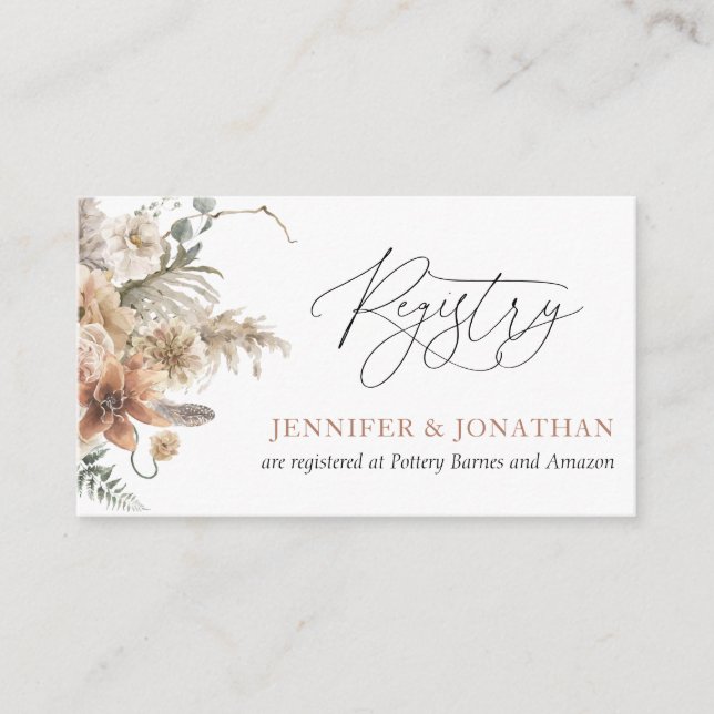 Boho Floral Wedding Registry Card Begleitkarte (Vorderseite)