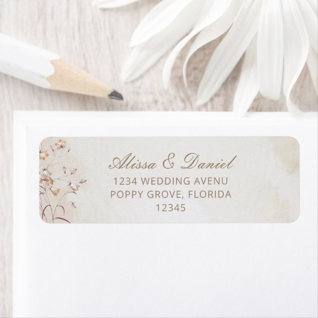 Boho Floral Wedding Return Address Label (Insitu)