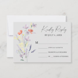 Boho Floral Wedding RSVP Card Karte