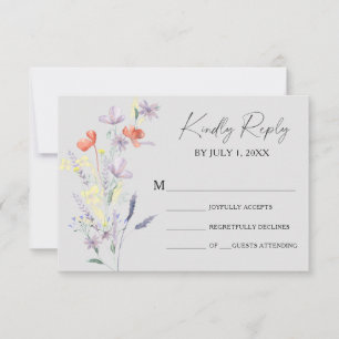 Boho Floral Wedding RSVP Card Karte