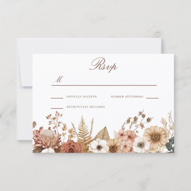 Boho Floral Wedding  RSVP Karte (Vorderseite)