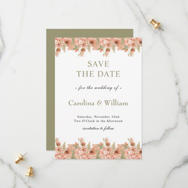 Boho Floral Wedding Save The Date (Vorderseite/Rückseite Beispiel)