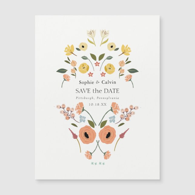 Boho Floral Wedding Save the Date Magnetkarte (Vorderseite)