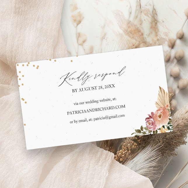 Boho Floral Wedding Website Online RSVP Card Begleitkarte (Von Creator hochgeladen)
