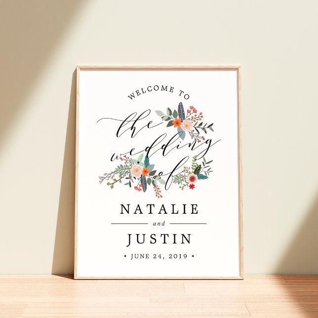 Boho Floral Wedding Welcome Sign Poster (Von Creator hochgeladen)