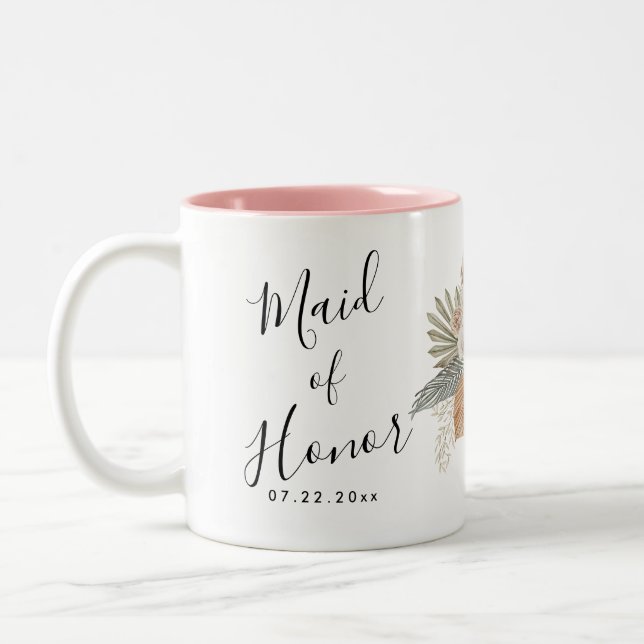 Boho Floral Wedding Zweifarbige Tasse (Links)