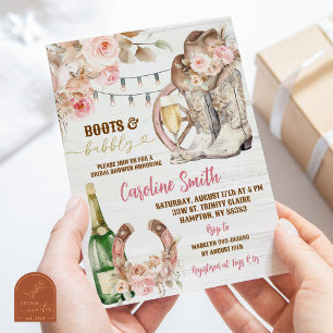 Boho Floral Western Stiefel und Brautparty mit Blä Einladung