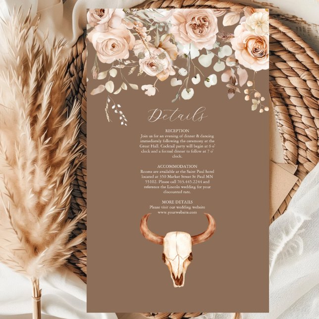 Boho Floral Western Wedding Begleitkarte (Von Creator hochgeladen)