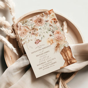 Boho Floral Western Wedding Einladung