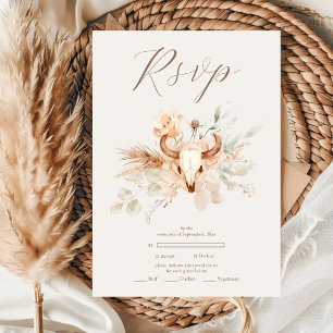 Boho Floral Western Wedding RSVP Karte