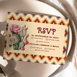 Boho Floral Western Wedding RSVP Karte