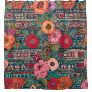 Boho Floral Whimsical Duschvorhang