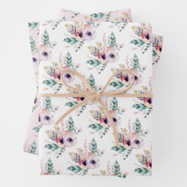 Boho Floral Wild One Girl's First Birthday Geschenkpapier Set