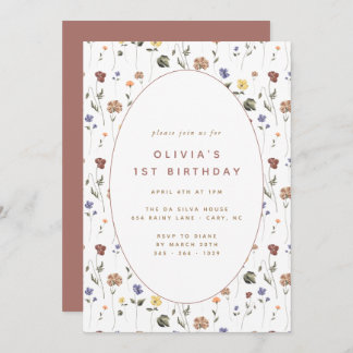 Boho Floral Wildblume Birthday | Einladung