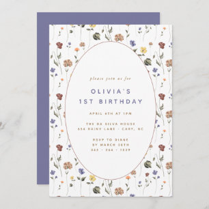 Boho Floral Wildblume Birthday   Einladung