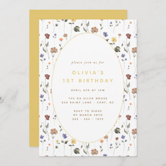 Boho Floral Wildblume Birthday | Einladung