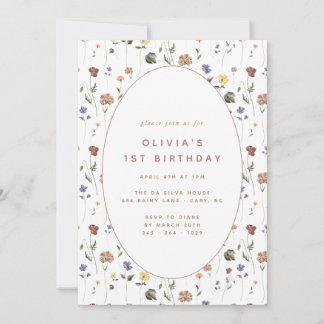 Boho Floral Wildblume Birthday | Einladung