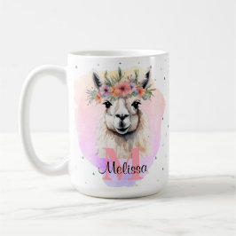 Boho Floral Wildblume Llama Hübsch Pink Animal Kaffeetasse