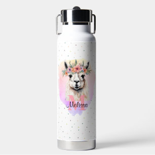 Boho Floral Wildblume Llama Hübsch Pink Animal Trinkflasche