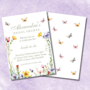 Boho Floral Wildblume Spring Brautparty Einladung
