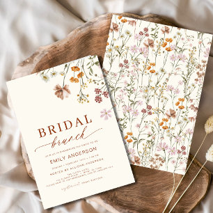 Boho Floral Wildblume Terracotta Bridal Brunch Einladung