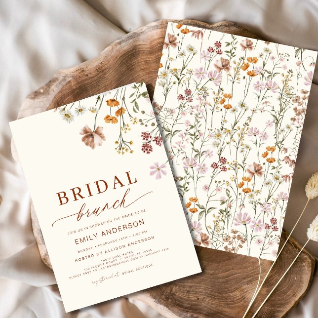 Boho Floral Wildblume Terracotta Bridal Brunch Einladung (Von Creator hochgeladen)