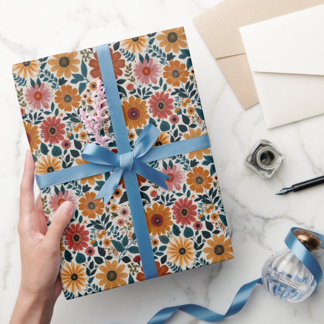 Boho Floral Wildblumen Blume Kinderzimmer Geschenkpapier (Schenken)