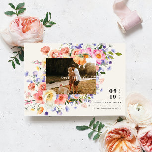 Boho Floral Wildflower-Foto zur Speicherung des Save The Date