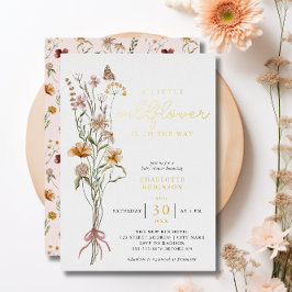 Boho Floral Wildflower Girl Baby Shower Gold Folieneinladung