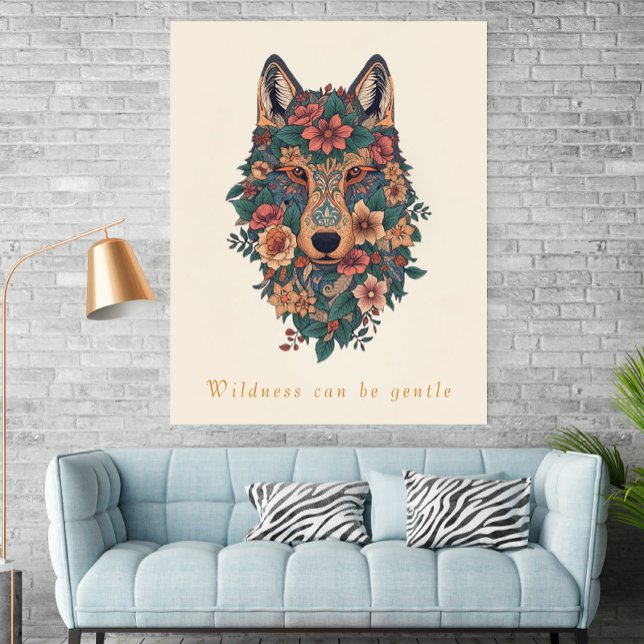 Boho Floral Wolf Wall Art Poster (Von Creator hochgeladen)