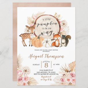 Boho Floral Woodland Pumpkin Baby Shower Einladung