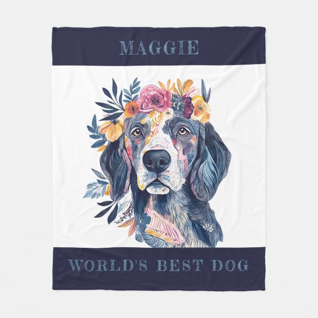 Boho Floral World ist die beste Dog-Malerei Fleecedecke (Vorderseite)