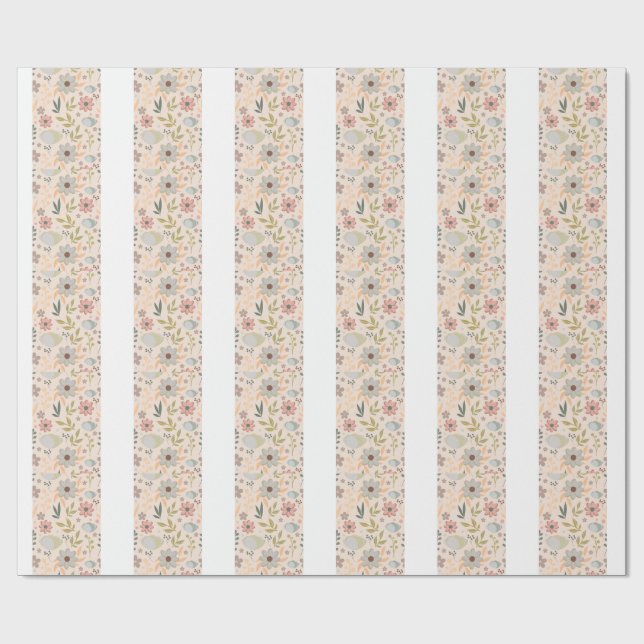 Boho Floral Wrapping Paper Pattern-Cute Aesthetic Geschenkpapier (Flach)