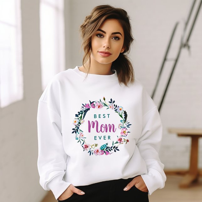 Boho Floral Wreath Beste Mama je Sweatshirt (Von Creator hochgeladen)