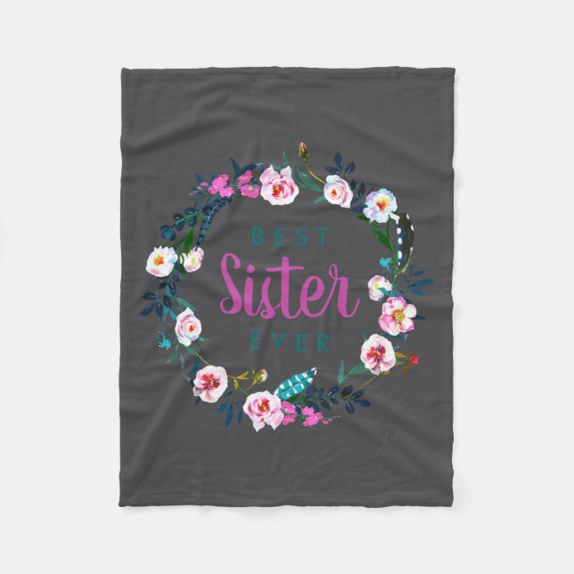 Boho Floral Wreath Sister Ever  Fleecedecke (Vorderseite)