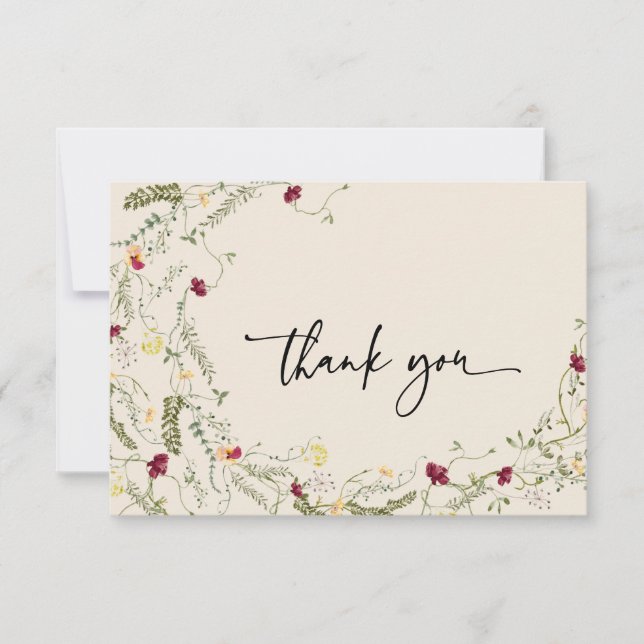 Boho Floral Wreath Vielen Dank an Ihre Karten (Vorderseite)