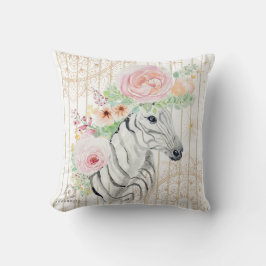 Boho Floral Zebra Pillow - Aquarell Tierdrucken Kissen