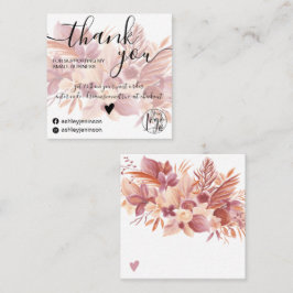 Boho florale Aquarell Girl Ordnung danke Quadratische Visitenkarte