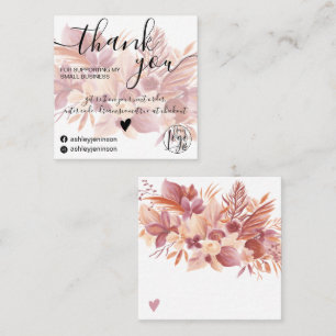 Boho florale Aquarell Girl Ordnung danke Quadratische Visitenkarte