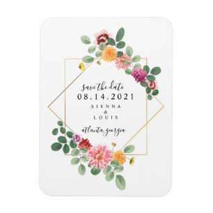 Boho florale botanische Hochzeit rettet das Datum Magnet