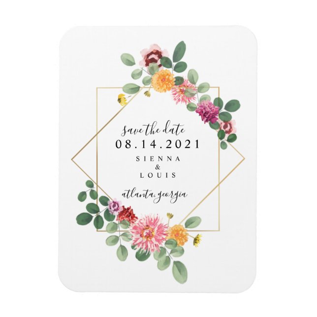 Boho florale botanische Hochzeit rettet das Datum Magnet (Vertikal)