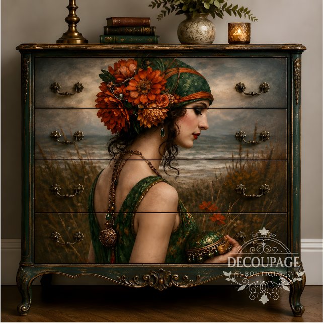 Boho Florale Küstenfrau Dekupage Seidenpapier (Von Creator hochgeladen)