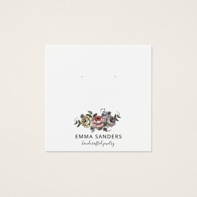 Boho-Florale Ohrhänger-Schmuckanzeigekarten (Vorderseite)