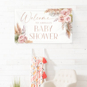 Boho Florale Pampas Rose Gold Willkommensbanner Banner