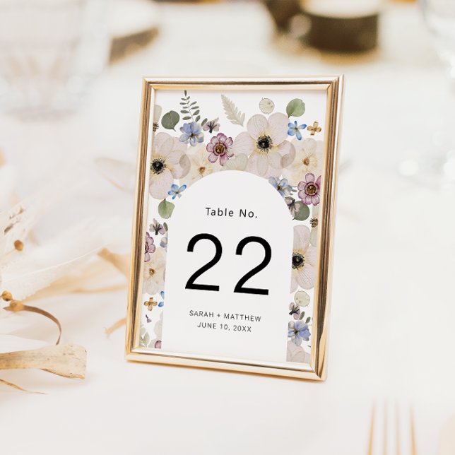 Boho-Floraler-Bogen-Hochzeit Tischnummer (Elegant Boho Floral Arch Wedding Table Number by Painted Paperie
)