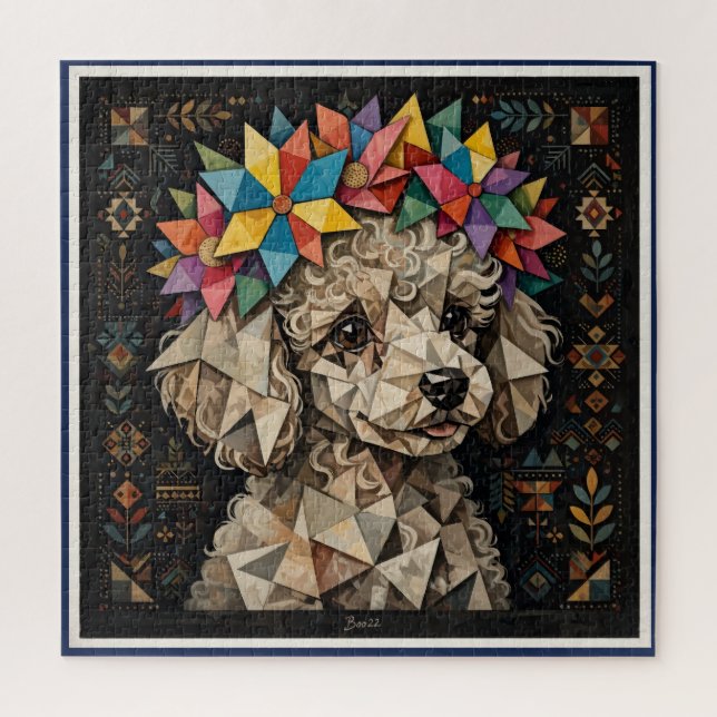 Boho-Florales-Pudel-Puzzle Puzzle (Vertikal)