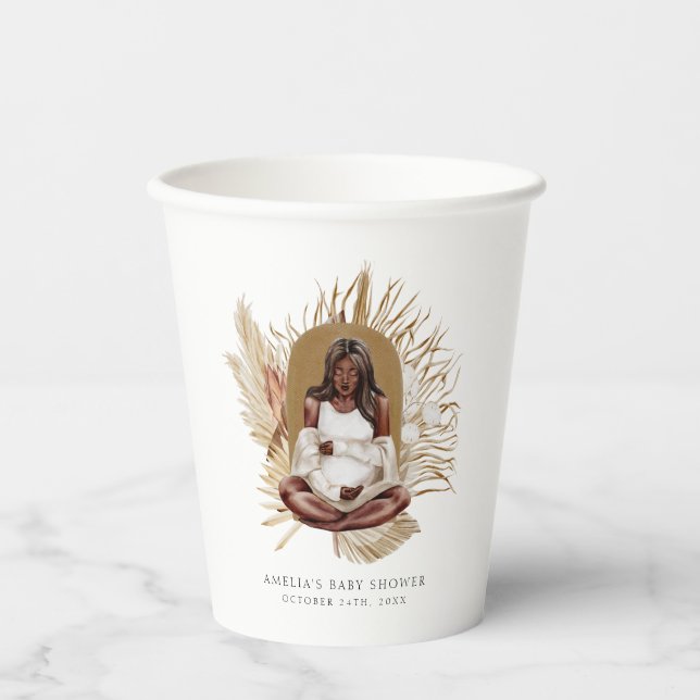 Boho Florals Baby Shower Pappbecher (Vorderseite)